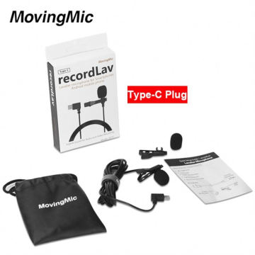 Petit système de microphone omnidirectionnel dynamique de type C Muff Lapel Mic pour les entrevues